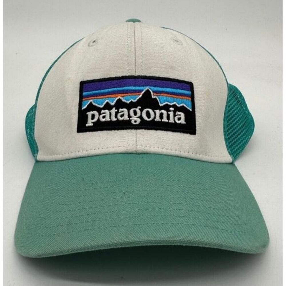 Patagonia Hats Adult OSFA Green White Colorblock Trucker Cap Mesh Snap Back Mens
